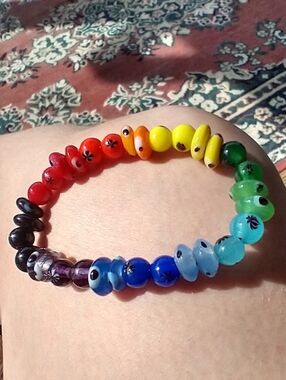 Artisan Rainbow Evil Eye Talisman Bracelet | Hand-Curated Protection Charm